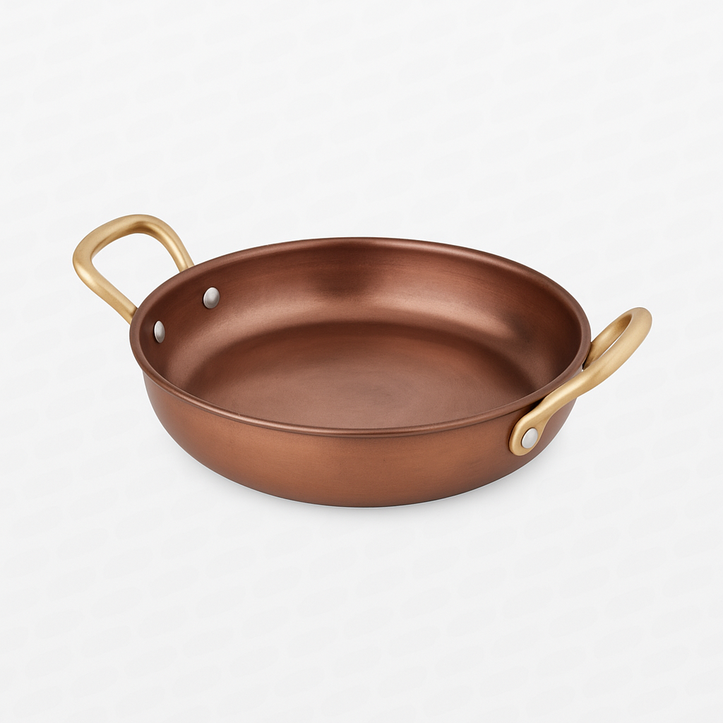 53-993 ΣΑΓΑΝΑΚΙ ΣΤΡΟΓΓΥΛΟ INOX COPPER MAT 18.5 x 4.5 CM ΜΕ ΜΠΡΟΥΤΖΙΝΑ ΧΕΡΟΥΛΙΑ - Image 1