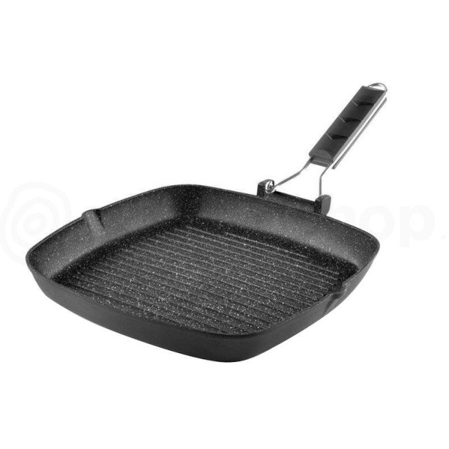55-5268v2 ΤΗΓΑΝΙ GRILL 24x24 CM ΑΝΤΙΚΟΛΛΗΤΙΚΟ ΑΛΟΥΜΙΝΙΟΥ INDUCTION ΜΕ ΣΠΑΣΤΗ ΛΑΒΗ - Image 1