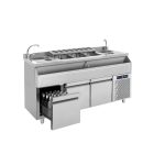 Barstation 185 με ψυγείο διπλού πόστου με 3 συρτάρια