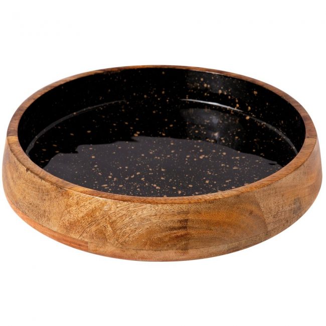 mjatmtcxoq ΜΠΩΛ ΞΥΛΙΝΟ Ø 30Χ6CM ΜΑΥΡΟ GOLD SPOTS - Image 1
