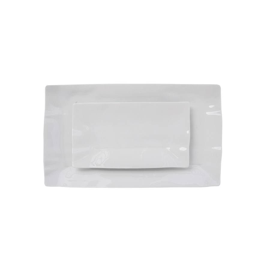 06-285 Πιατέλα ορθογώνια Organic λευκή 22x12cm - Image 1