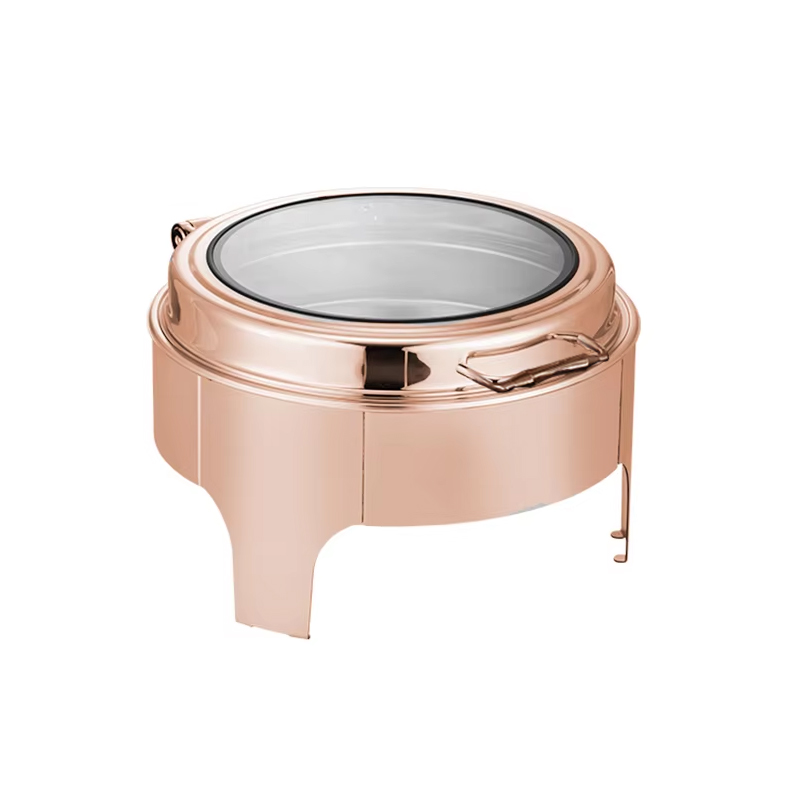 07-078 Μπεν Μαρί inox Induction Copper - υδραυλικό γυάλινο καπάκι στρόγγυλο - Image 1