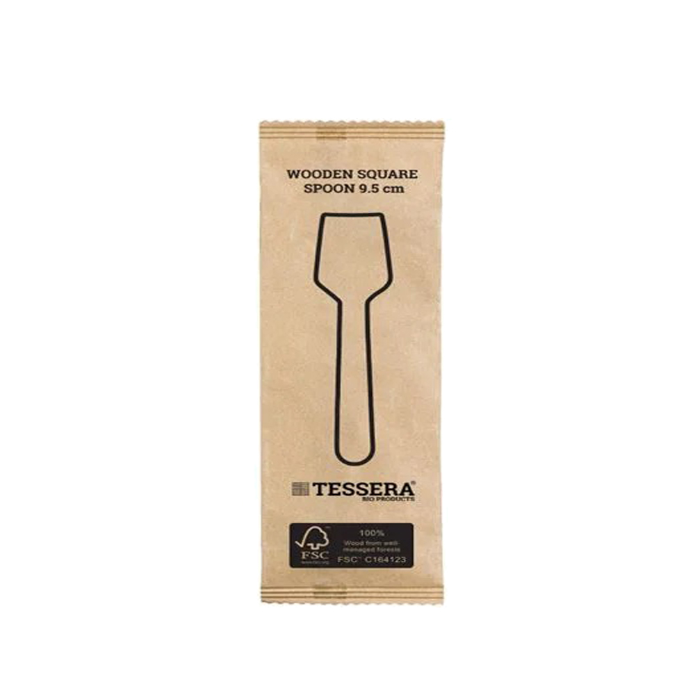 KOYTALI_XILINO_ftiaraki_NTIMENO_PAPABROS Bamboo Κουταλάκι παγωτού ντυμένο 9.5cm 100τεμ. - Image 1