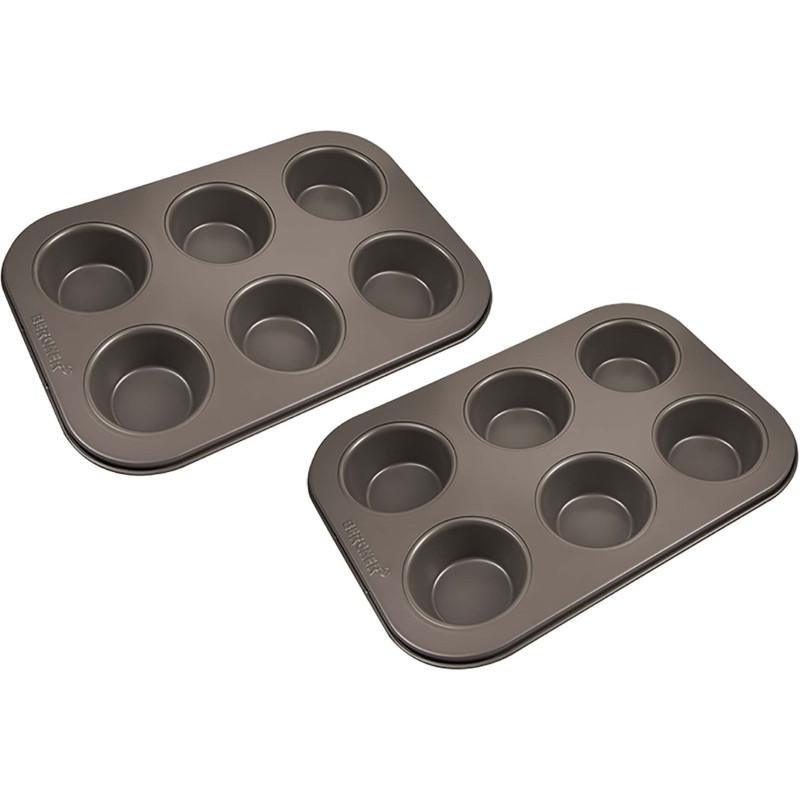 dcafa181-c3c9-5d71-bab7-01997f70c9ca-1 ΣΕΤ 2τεμ. ΑΝΤ/ΚΕΣ ΦΟΡΜΕΣ MUFFIN 6 θέσεων 26.5x18.5cm LOVERS BG-37197-CO - BERGNER - Image 1